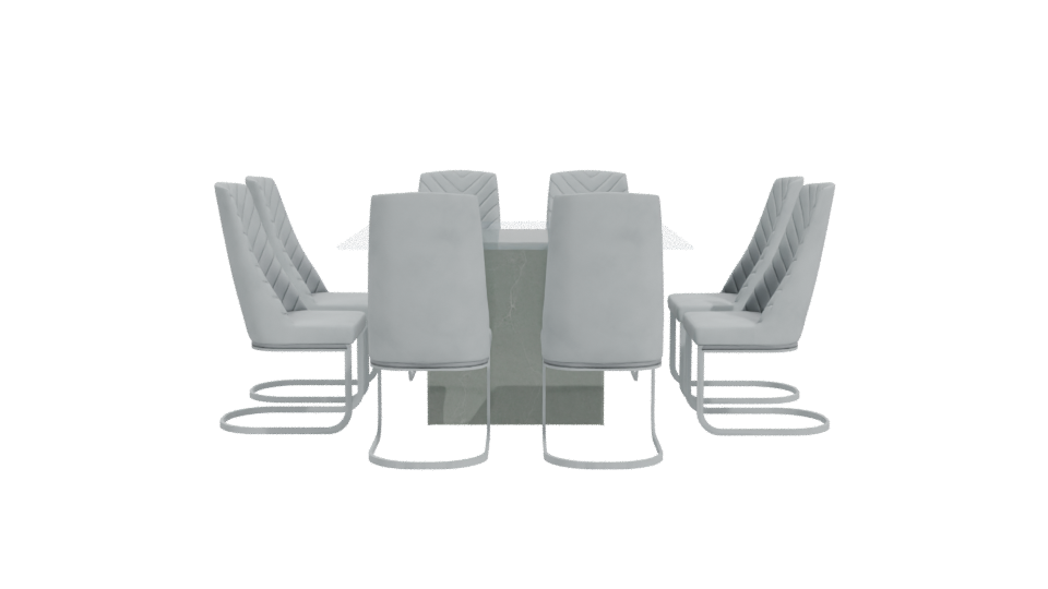 Elegant Glass Dining Table Set 3D - Professional 3D Model Render 11