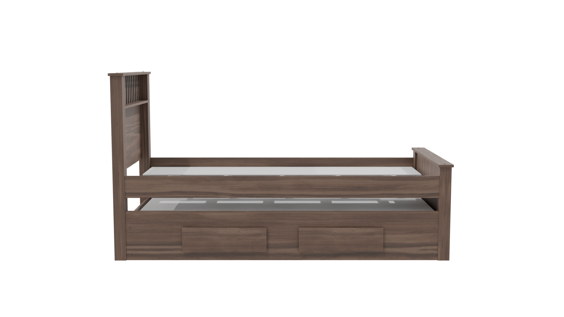 Stylish Wooden Twin Bed 3D Model - Professional 3D Model Render 8