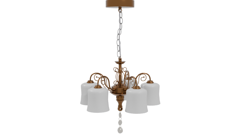 Elegant Vintage 5-Lamp Chandelier 3D - Professional 3D Model Render 4