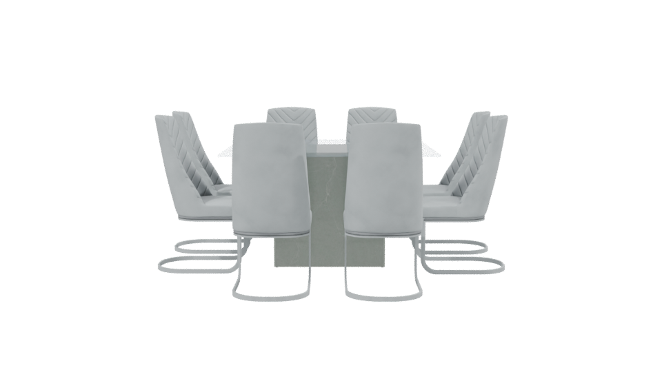 Elegant Glass Dining Table Set 3D - Professional 3D Model Render 2