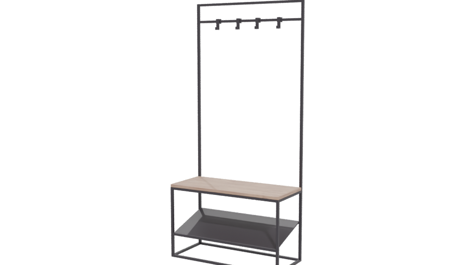Industrial Coat Rack Bench 3D - Professional 3D Model Render 12