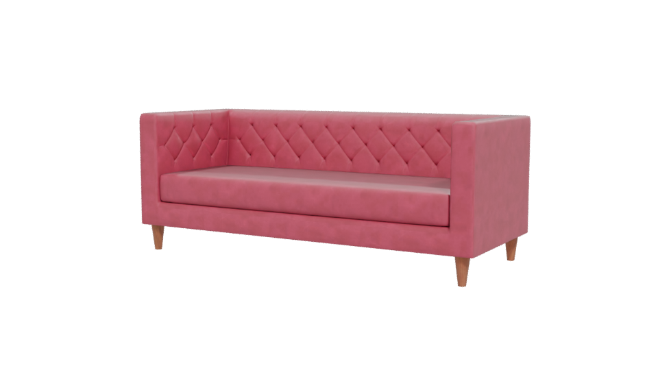 Stylish Pink Fabric Sofa 3D Model - Professional 3D Model Render 12