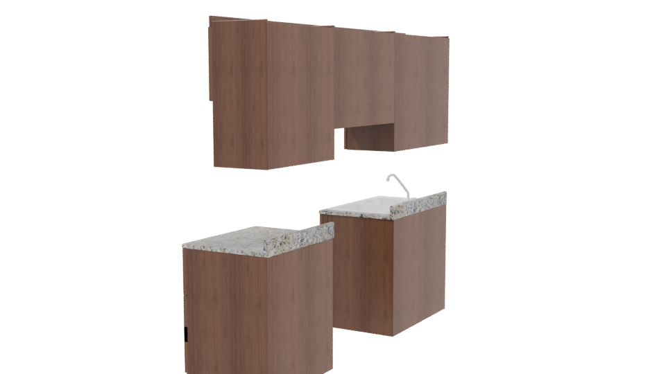 Stylish Kitchen Cabinet Set 3D - Professional 3D Model Render 3