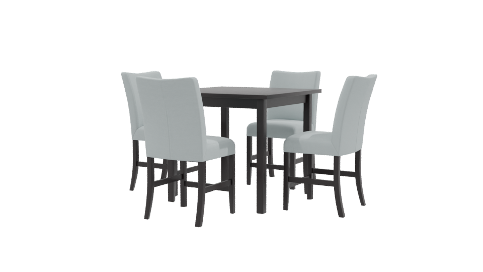 Stylish Modern Dining Table with Upholstered Chairs 3D Model - Professional 3D Model Render 9