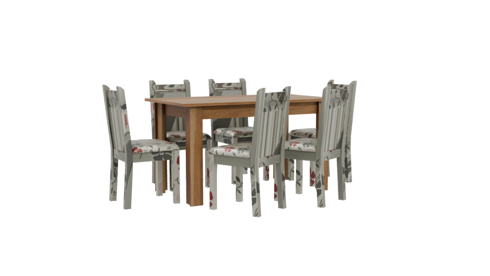 Stylish Wooden Dining Table Set - Professional 3D Model Render 4
