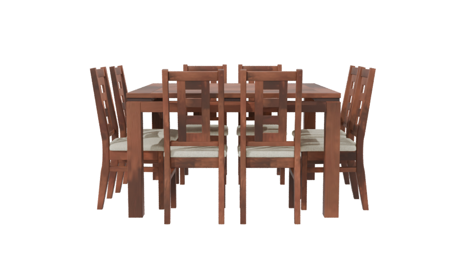 Stylish Wooden Dining Table Set 3D Model - Professional 3D Model Render 2