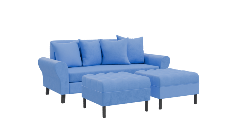 Stylish Blue Sofa Set 3D - Professional 3D Model Render 10