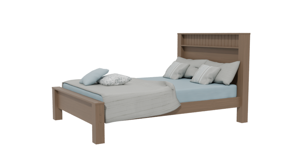 Stylish Wooden Bed 3D Model - Professional 3D Model Render 13