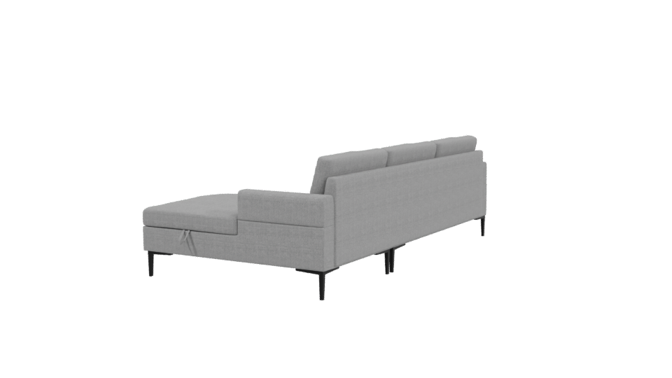 Stylish Gray Sectional Sofa 3D - Professional 3D Model Render 3
