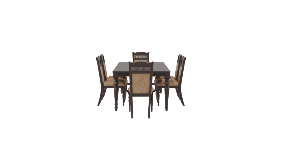 Elegant Wooden Dining Table Set 3D Model - Professional 3D Model Render 8
