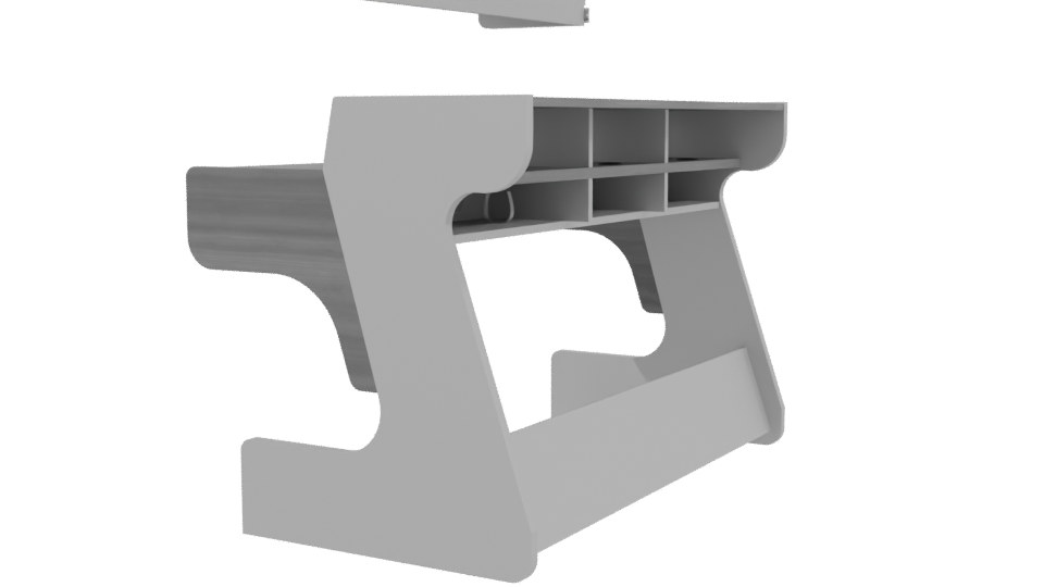 Minimalist Office Desk Model - Professional 3D Model Render 3