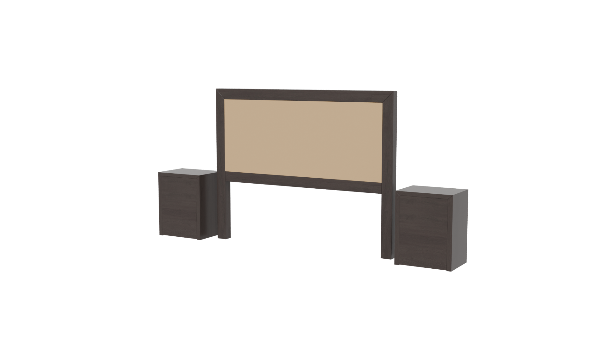 Queen Bed Headboard with Nightstands 3D - Professional 3D Model Render 6