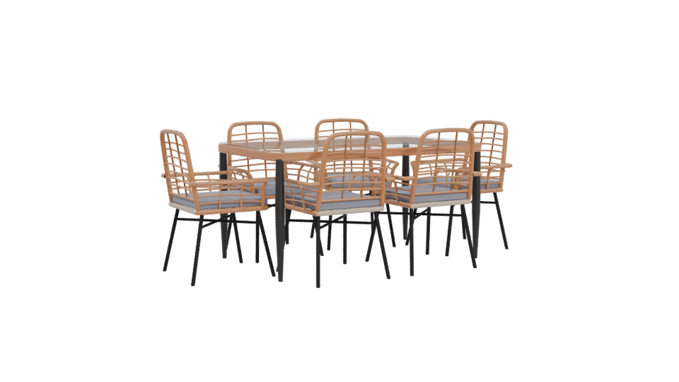 Stylish Outdoor Dining Table and Chairs Set 3D Model - Professional 3D Model Render 4