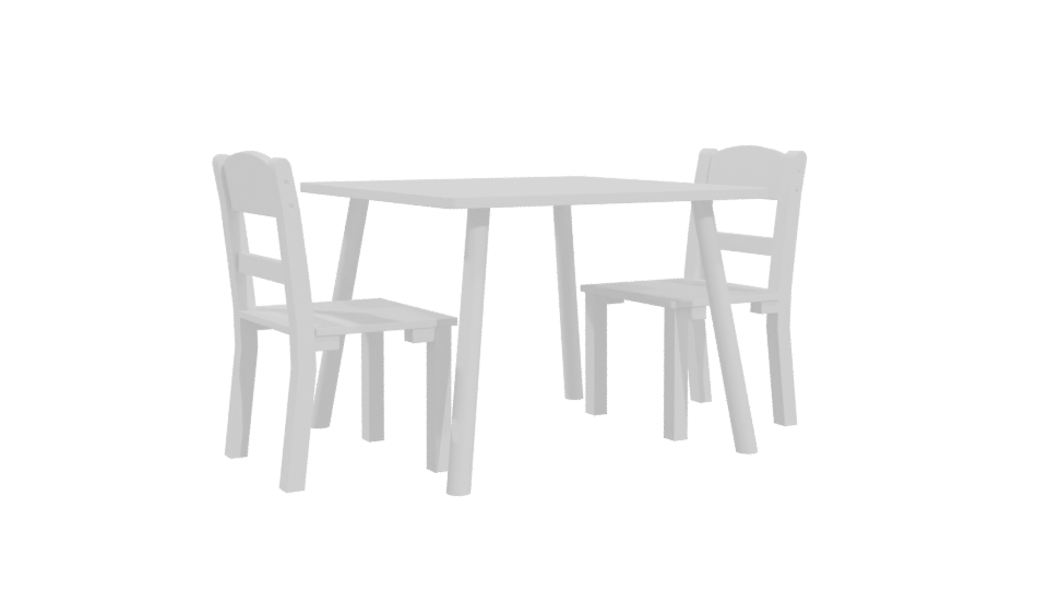 Stylish White Dining Table Set - Professional 3D Model Render 4