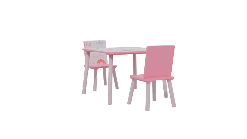 Charming Kids' Table and Chair Set 3D Model - Professional 3D Model Render 13