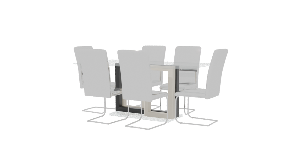 Stylish Glass Dining Table Set - Professional 3D Model Render 6