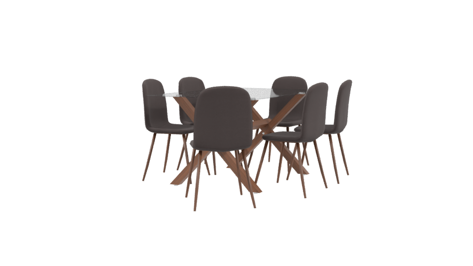 Elegant Glass Top Dining Set - Professional 3D Model Render 3
