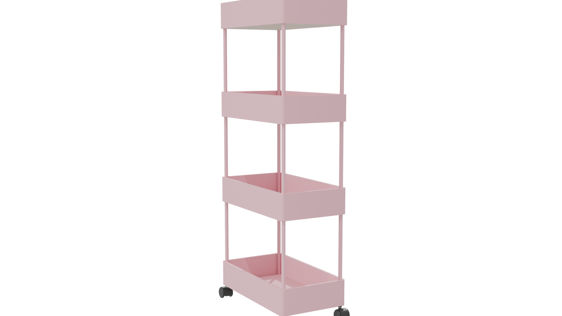 Pink 4-Tier Storage Cart 3D - Professional 3D Model Render 7