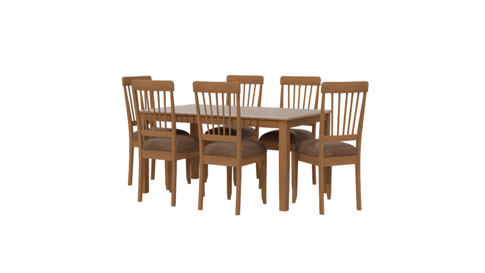 Stylish Wooden Dining Table Set 3D Model - Professional 3D Model Render 6