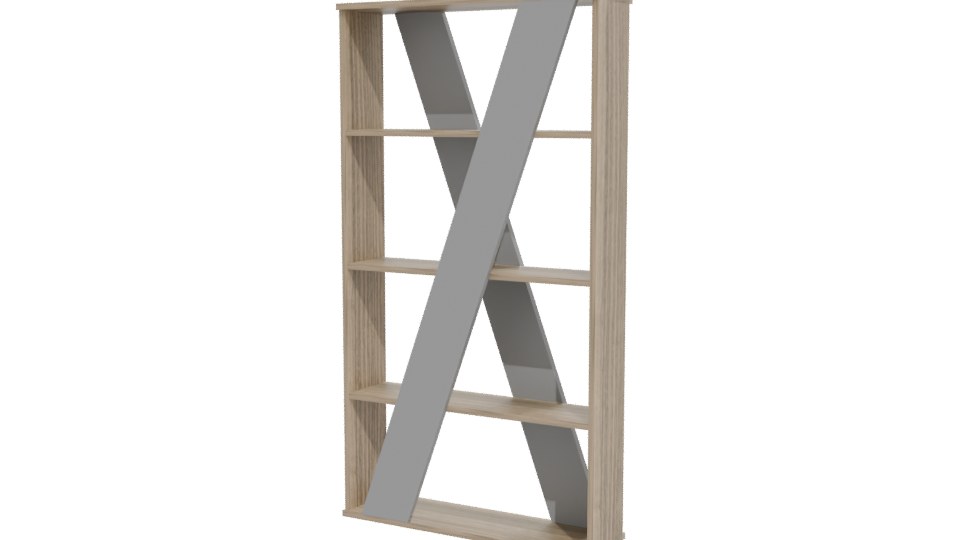 Contemporary Wooden Bookshelf 3D - Professional 3D Model Render 12