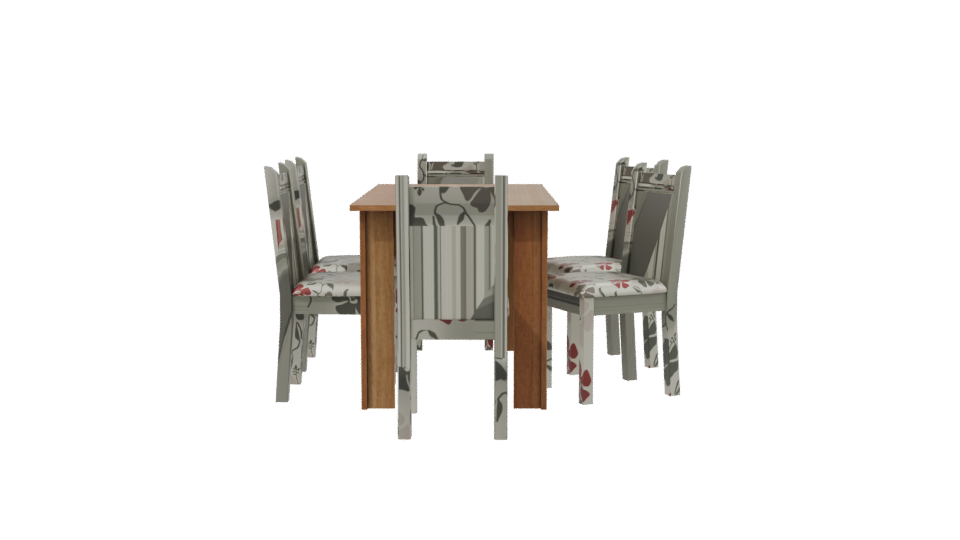 Stylish Wooden Dining Table Set - Professional 3D Model Render 2