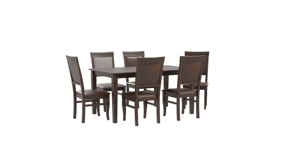 Elegant Wooden Dining Table Set - Professional 3D Model Render 10