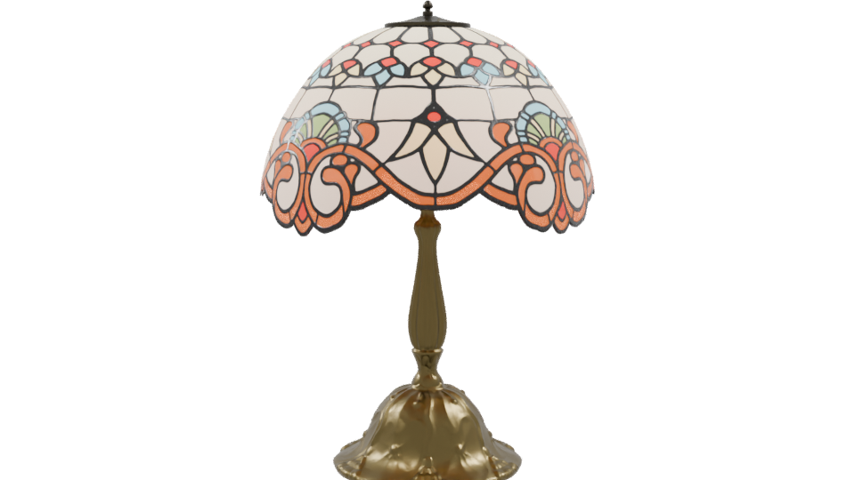 Vintage Stained Glass Table Lamp - Professional 3D Model Render 9