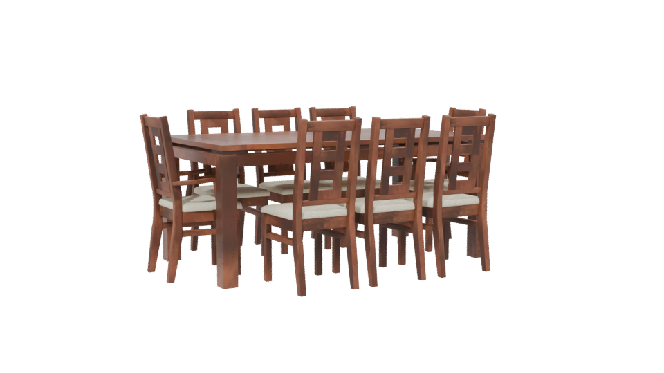 Elegant Wooden Dining Table Set - Professional 3D Model Render 13