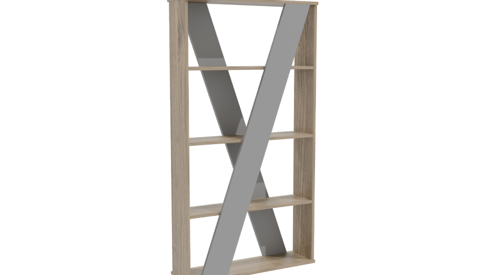 Contemporary Wooden Bookshelf 3D - Professional 3D Model Render 10
