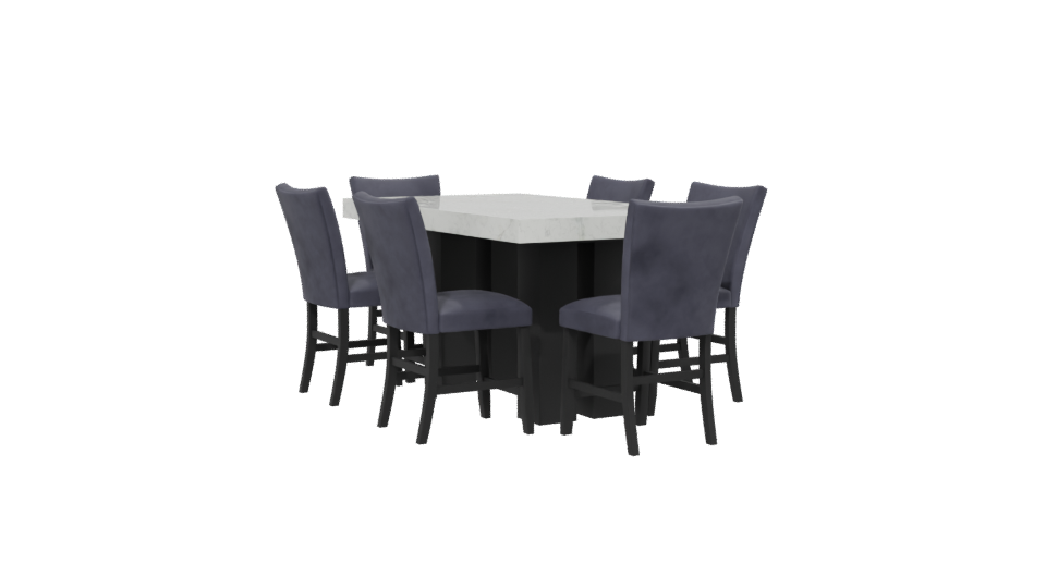 Elegant Rectangular Dining Table Set - Professional 3D Model Render 13