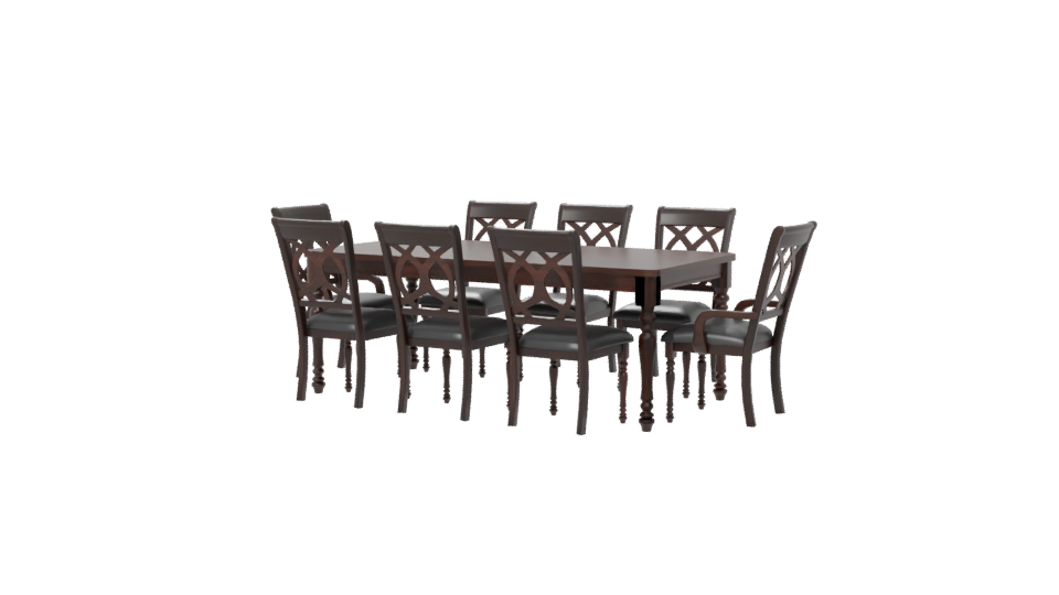 Elegant Wooden Dining Set Model - Professional 3D Model Render 6