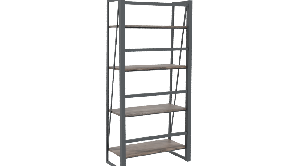 Industrial Wooden Shelf Unit 3D - Professional 3D Model Render 4