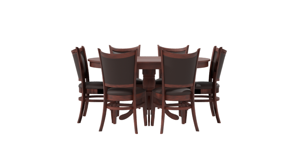 Elegant Circular Dining Table Set - Professional 3D Model Render 8