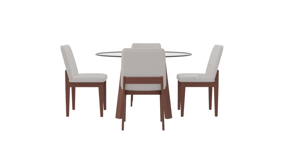Elegant Glass Dining Table Set - Professional 3D Model Render 8