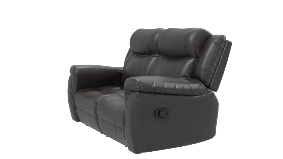 Stylish Black Reclining Couch Model - Professional 3D Model Render 13