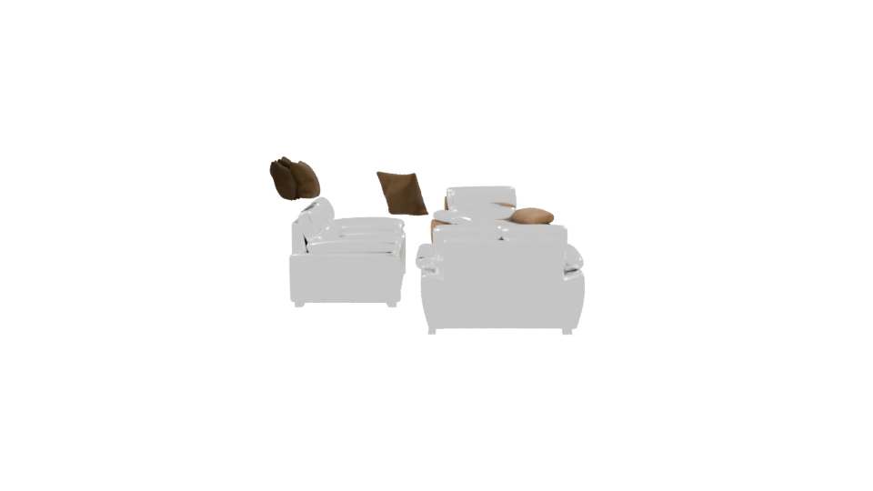 Stylish Brown Leather Sofa Set - Professional 3D Model Render 8
