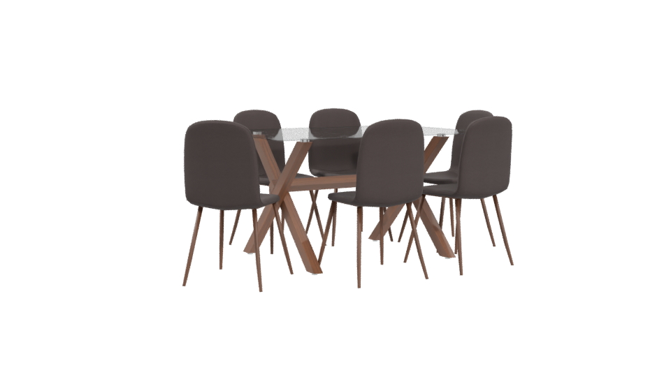 Elegant Glass Top Dining Set - Professional 3D Model Render 4
