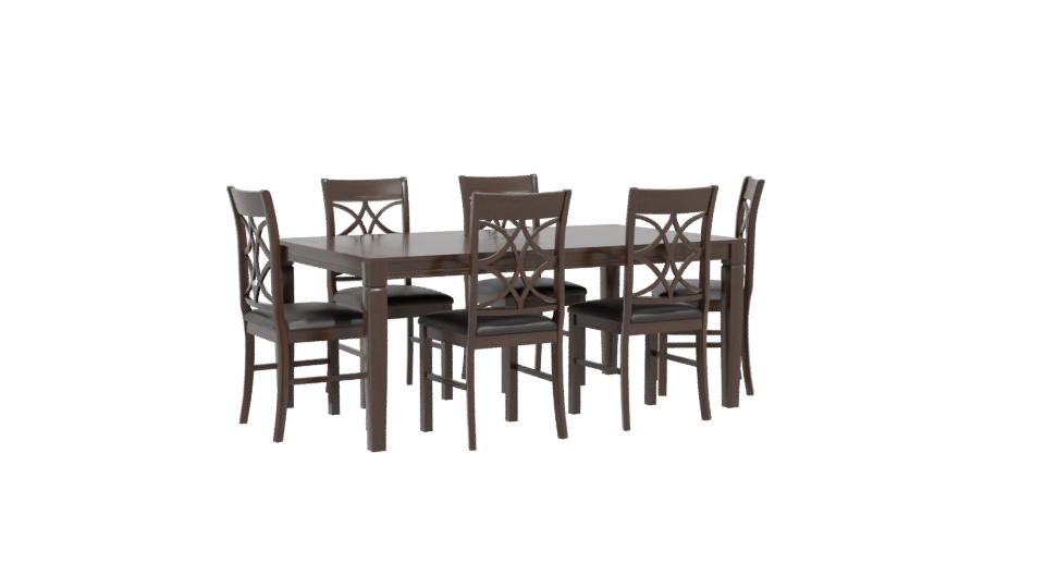 Elegant Wooden Dining Table Set - Professional 3D Model Render 4