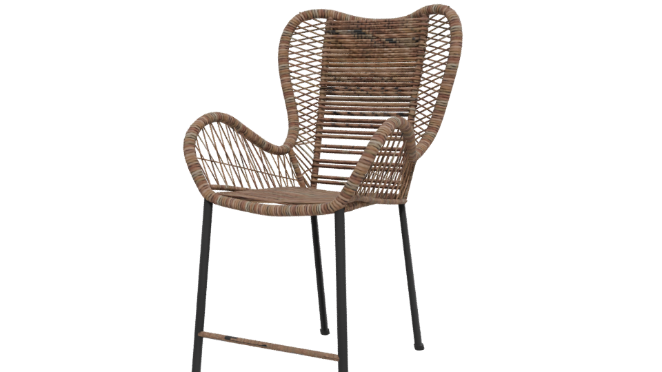 Modern Rattan Bar Chair 3D - Professional 3D Model Render 12