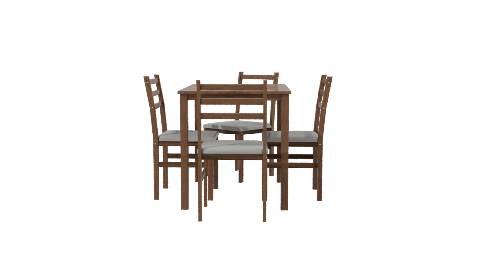 Stylish Wooden Dining Table Set with Chairs 3D Model - Professional 3D Model Render 2