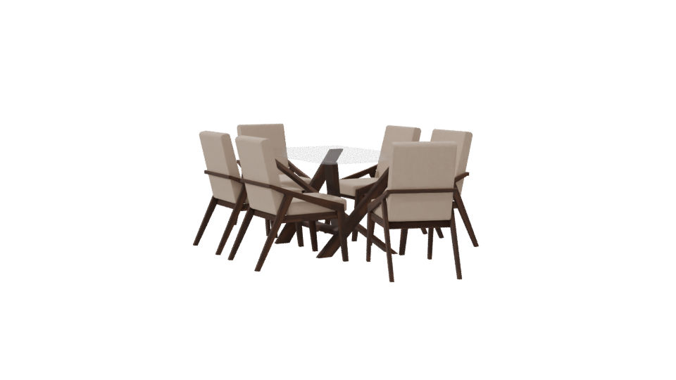 Stylish Glass Dining Table Set - Professional 3D Model Render 7