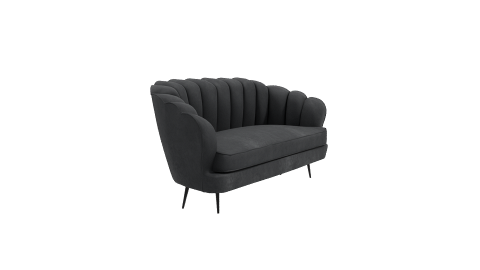 Chic Black Velvet Sofa Model - Professional 3D Model Render 9