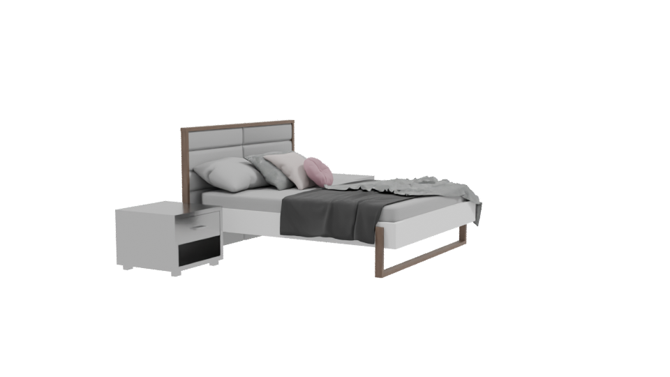 Modern Queen Bed with Nightstands 3D - Professional 3D Model Render 9