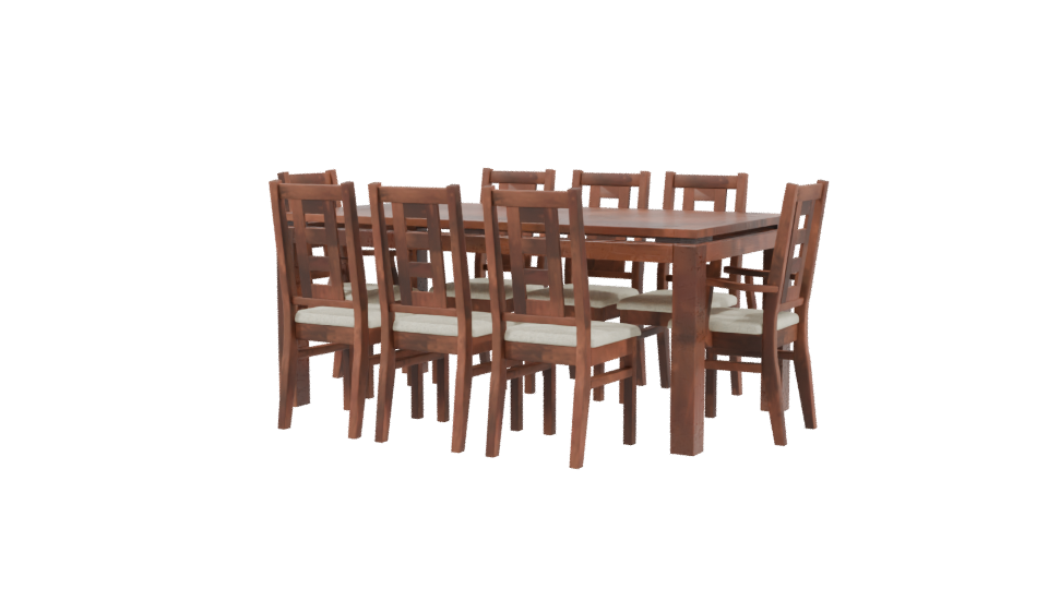 Elegant Wooden Dining Table Set - Professional 3D Model Render 3