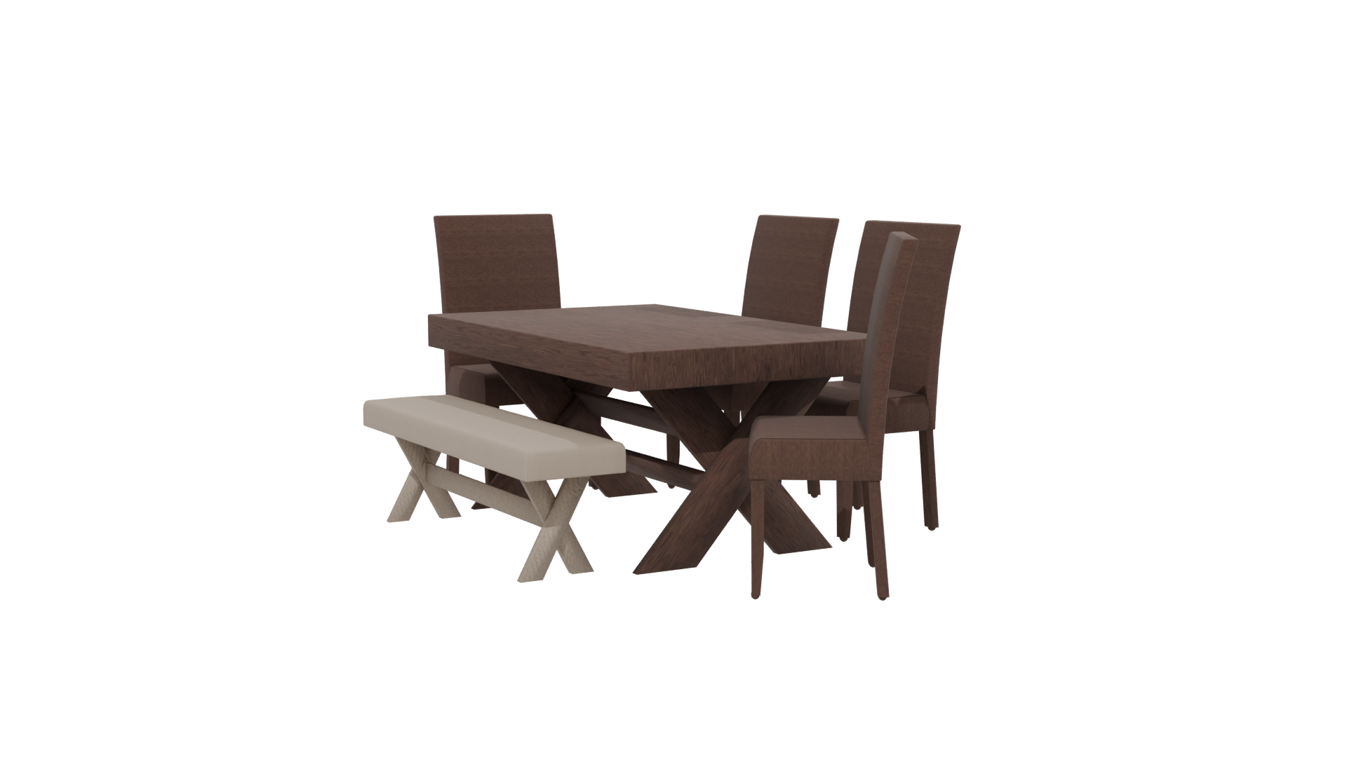Elegant Wooden Dining Set 3D - Professional 3D Model Render 13