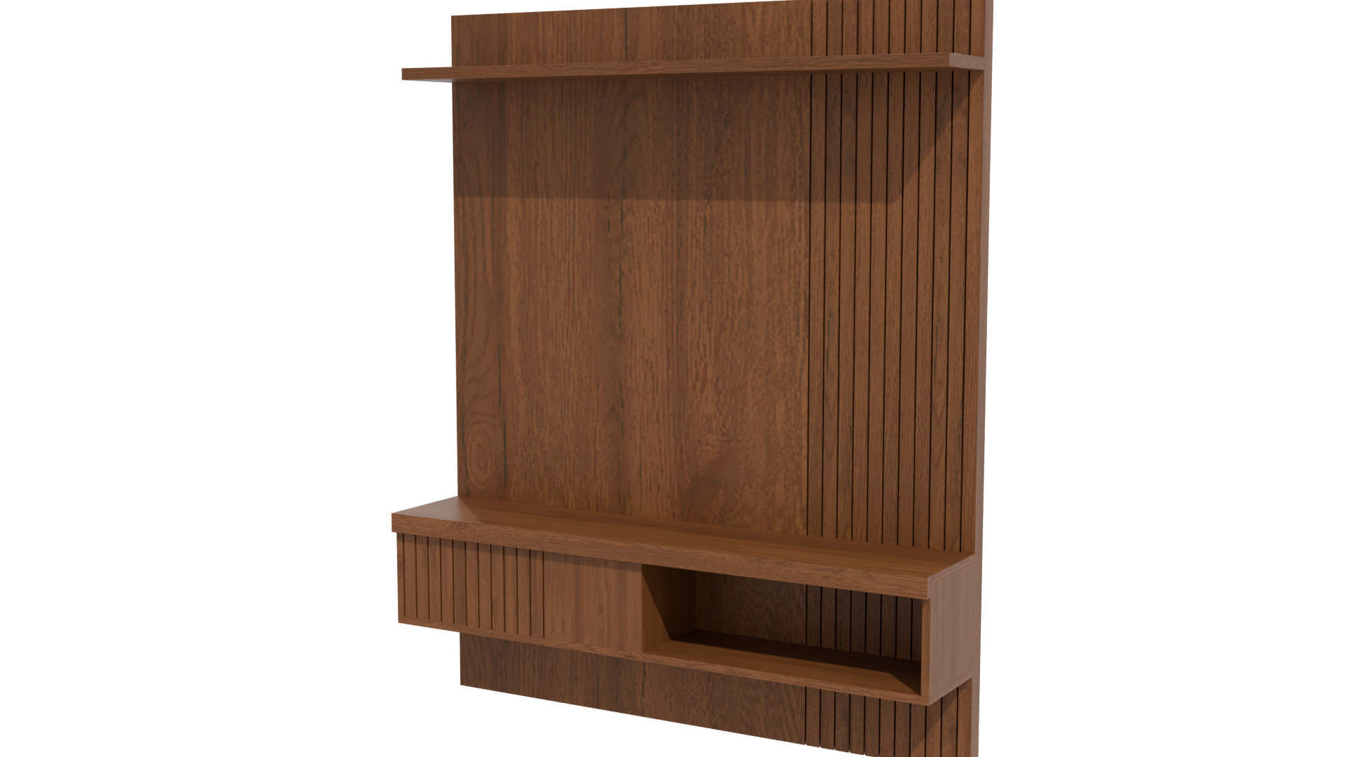 Stylish Wooden Wall-Mounted Storage Unit 3D Model - Professional 3D Model Render 4