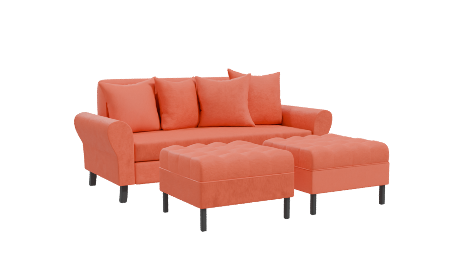 Stylish Orange Sofa Set 3D - Professional 3D Model Render 10