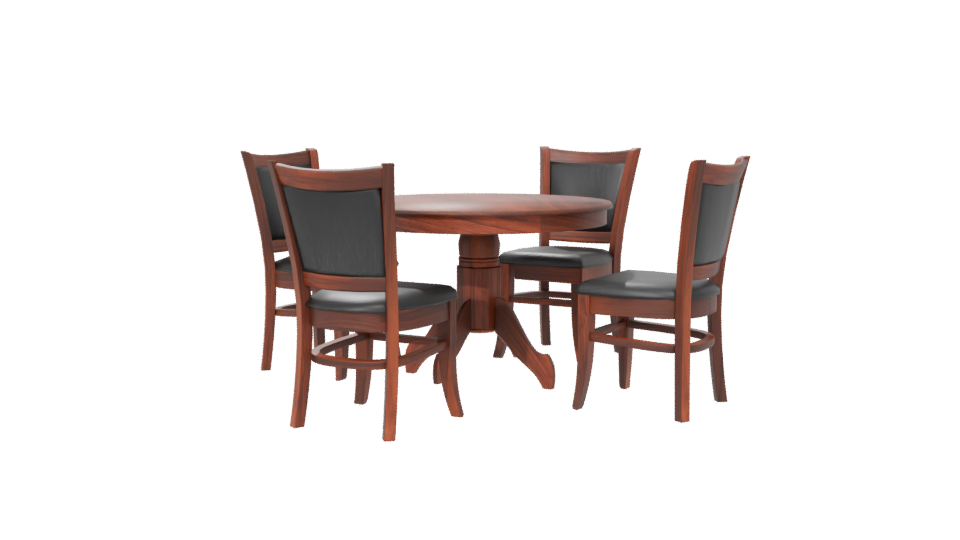Stylish Round Wooden Dining Set - Professional 3D Model Render 6