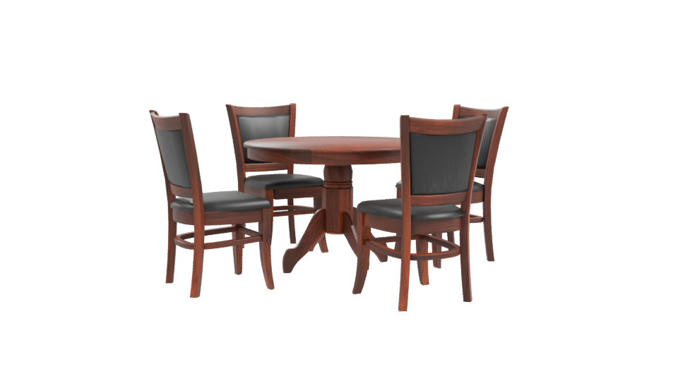 Stylish Round Wooden Dining Set - Professional 3D Model Render 10