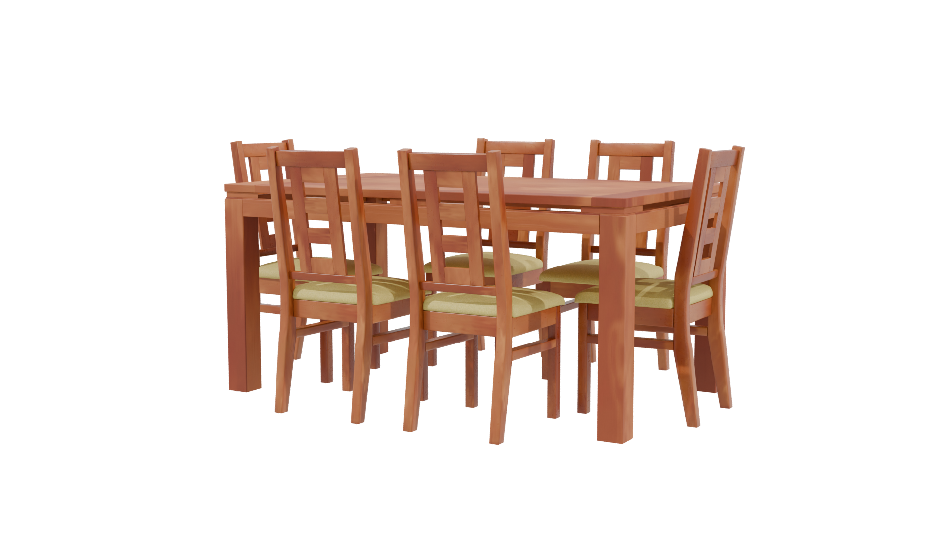 Stylish Wooden Dining Table Set 3D Model - Professional 3D Model Render 3